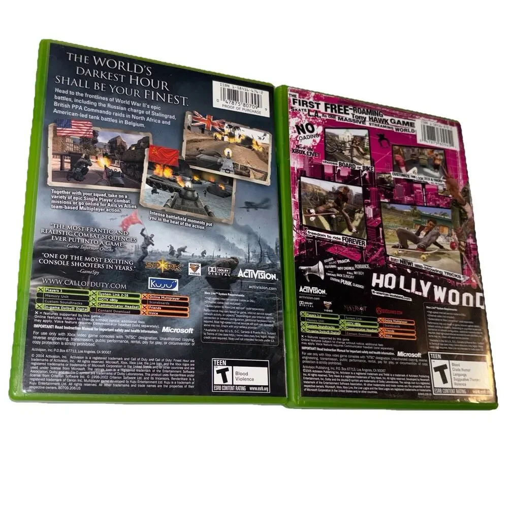 Xbox Call Of Duty Finest Hour & Tony Hawk’s American Wasteland Bundle- Authentic